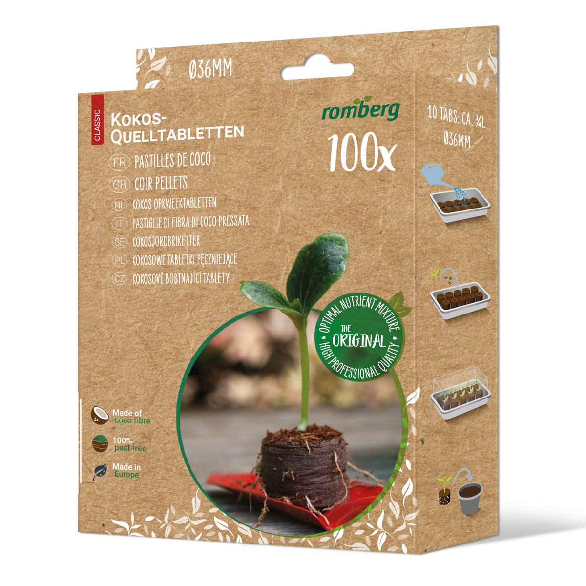 Kit mini Gewächshaus starr + Pastillen aus getrocknetem Kokos (100) - Kit mini serre + 100 pastilles en coco deshydraté - Willemse