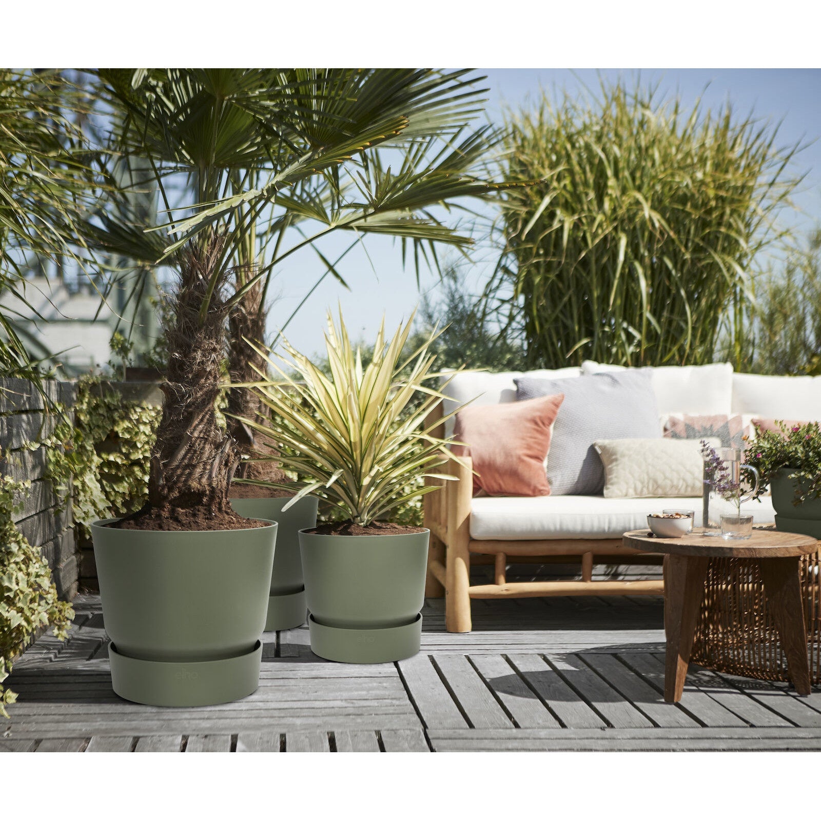 Elho Greenville-Blumentopf, rund, grün - Pflanzgefäß Outdoor