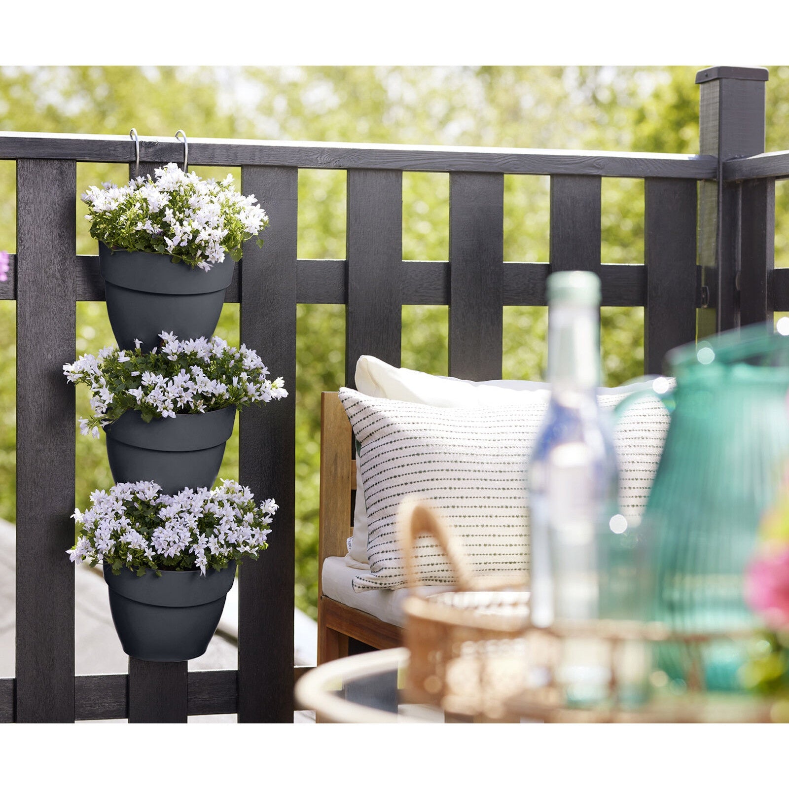 Elho Vertikaler Garten 'Vibia Campana', rund - Pflanzgefäß Outdoor Anthrazit (x3)