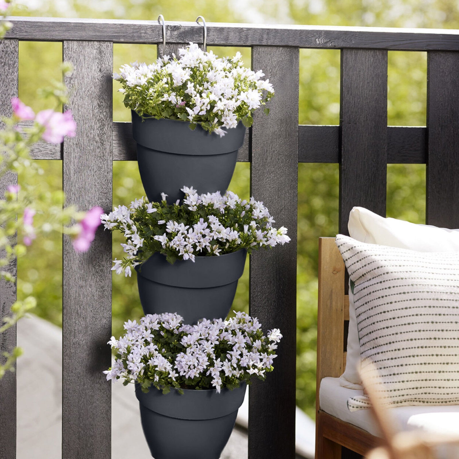 Elho Vertikaler Garten 'Vibia Campana', rund - Pflanzgefäß Outdoor Anthrazit (x3)